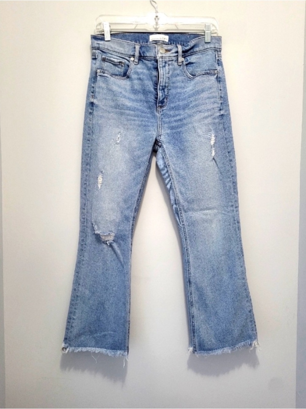 LOFT Light Wash Distressed Flare Jeans